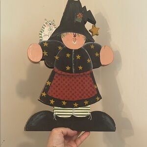 Whimsical Witch Handcrafted Shelf Decor - Handpainted Halloween Witch